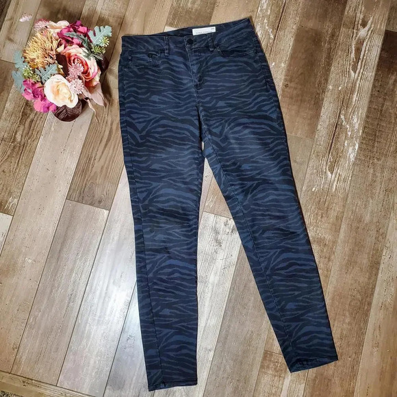 Vince Camuto Zebra Print Skinny Jeans Blue and Black Size 28/6 - Picture 1 of 12